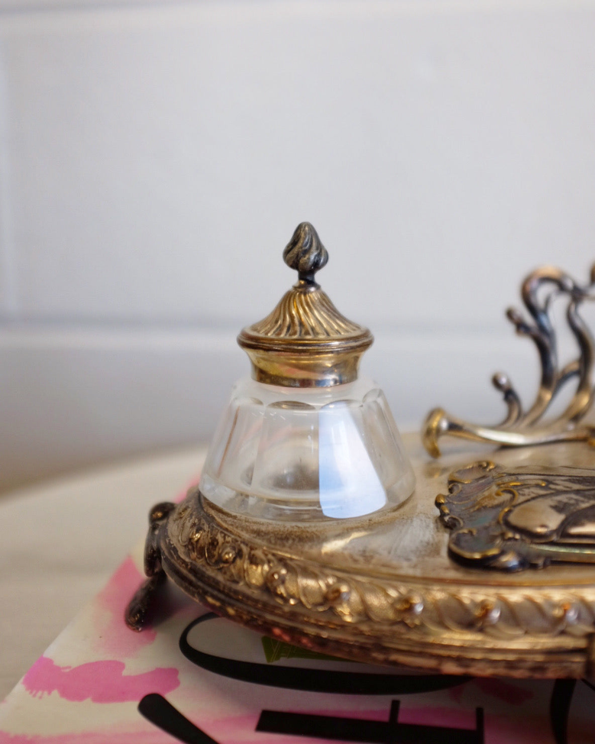 Silver Plate Desk Set Ink Stand