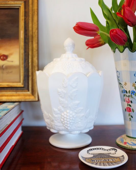 Westmoreland Grape Milk Glass Jar