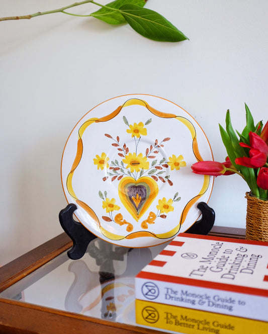 Yellow and White Floral Italian Plate