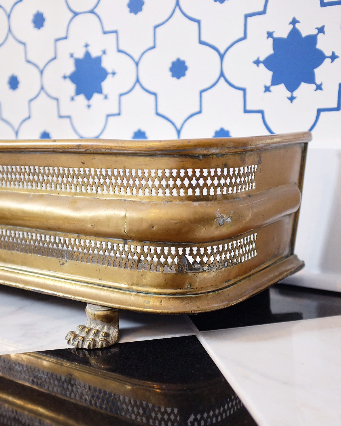 Brass Clawfoot Fireplace Fender