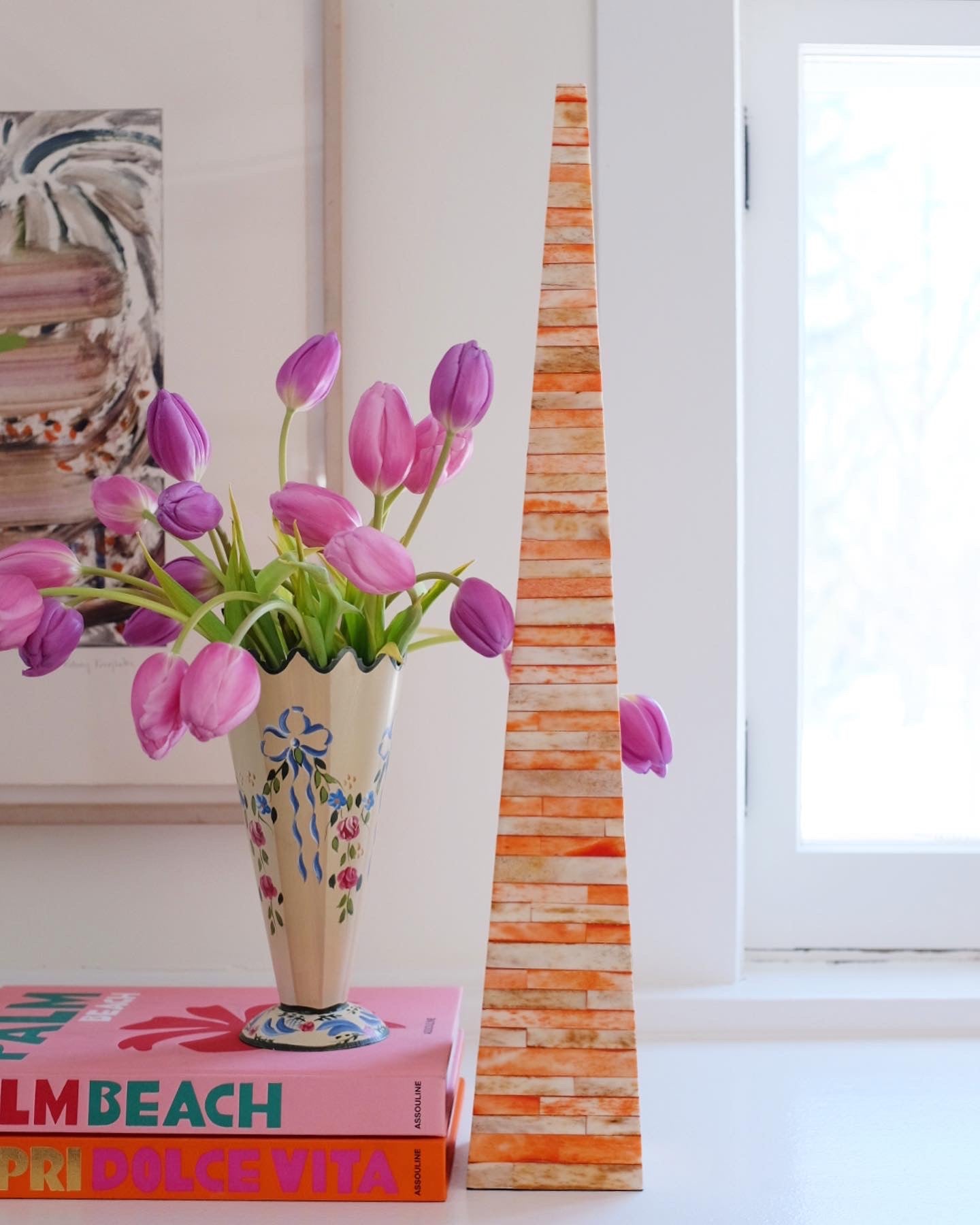 Orange and Beige Bone Obelisk