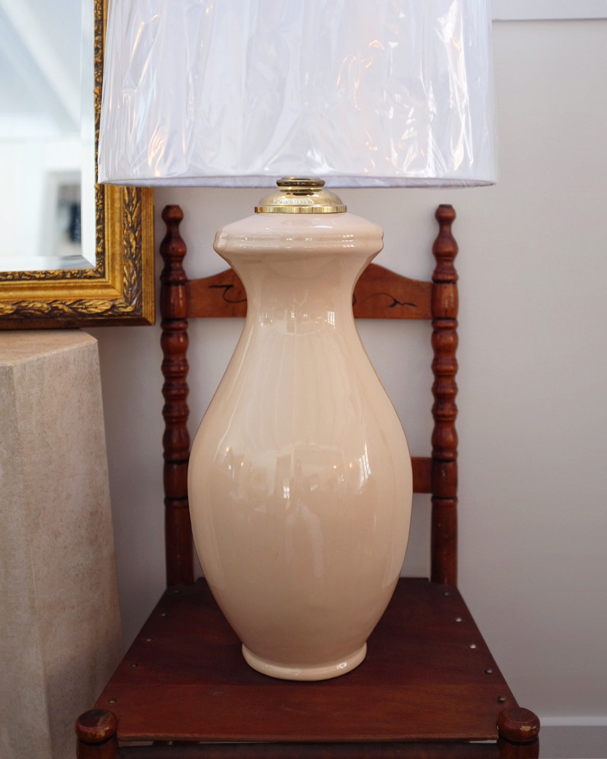 Tall Beige Ceramic Lamp