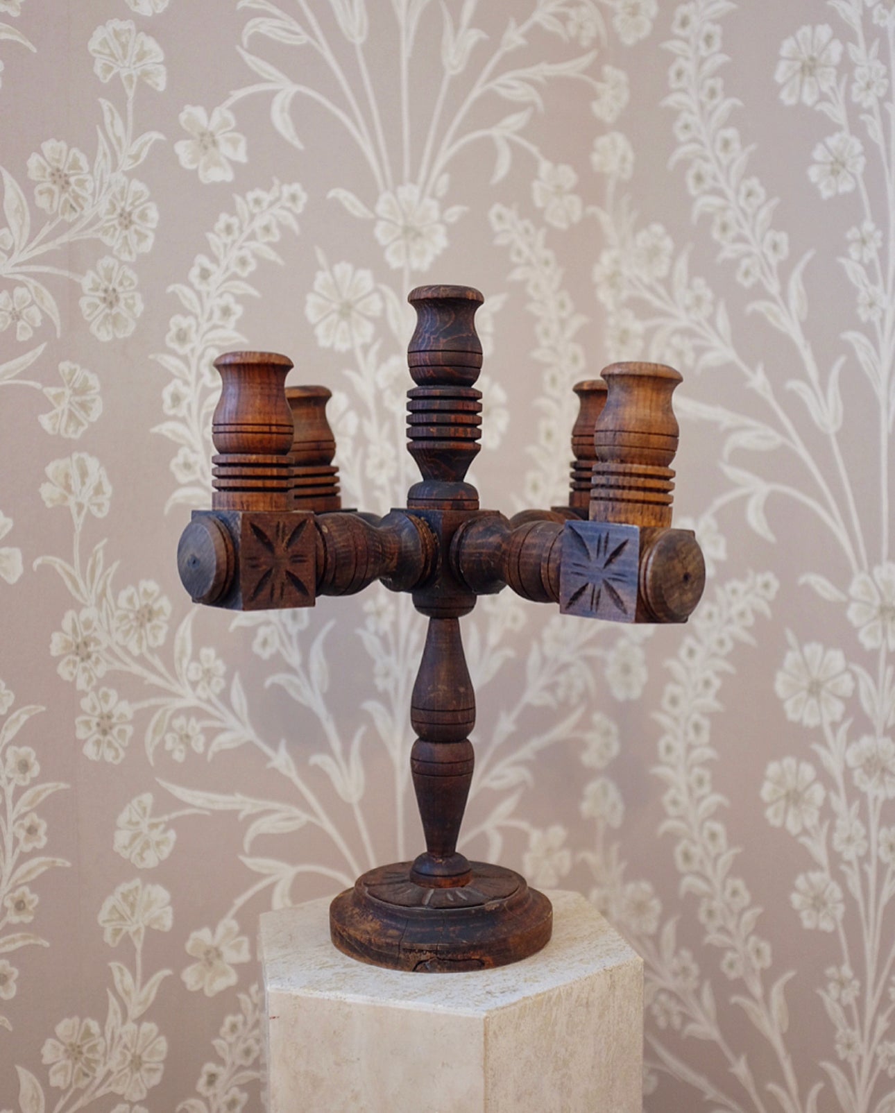 Carved Wood Candelabra