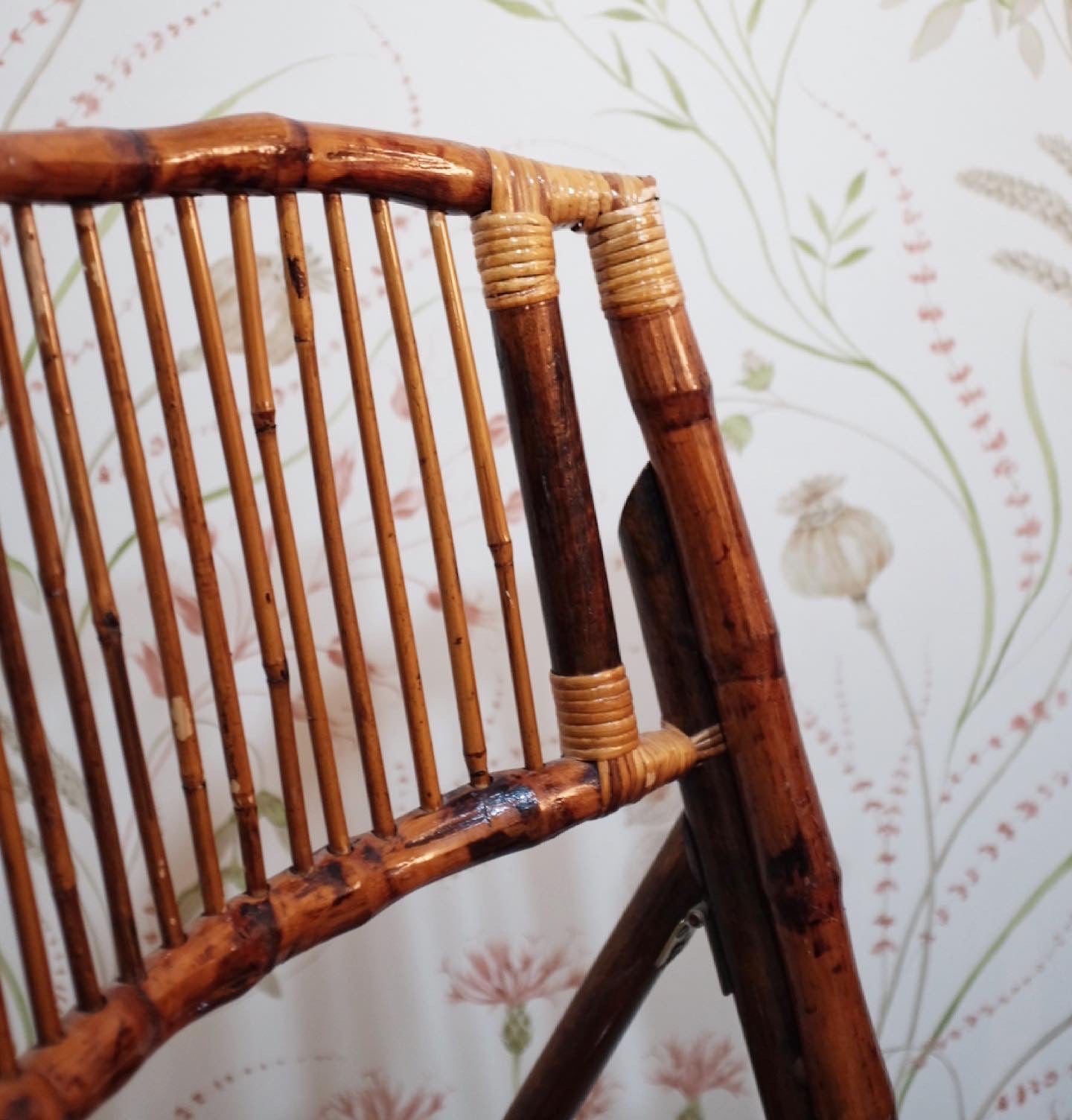Folding Burnt Bamboo Chairs