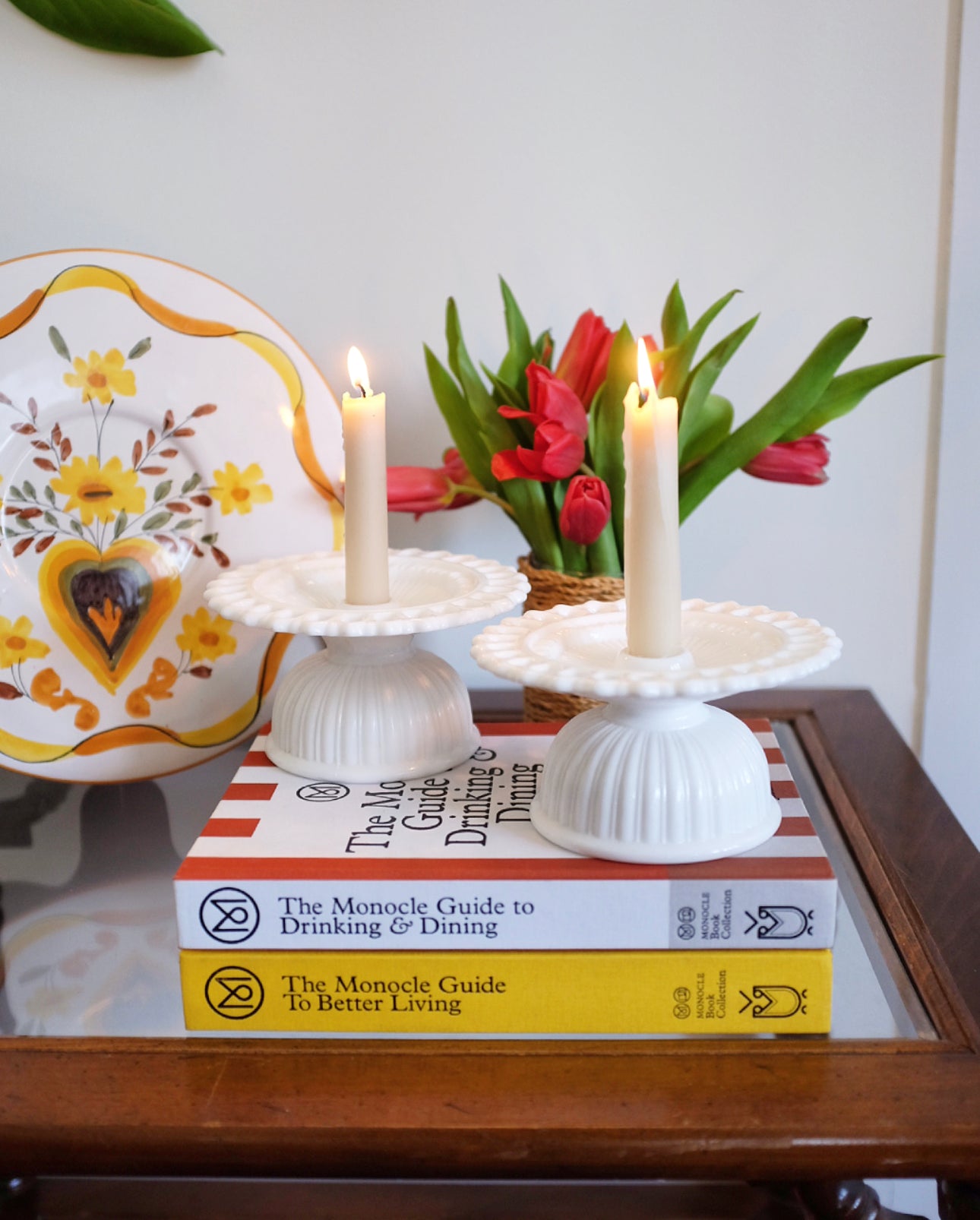 Milk Glass Candle Stick Holders