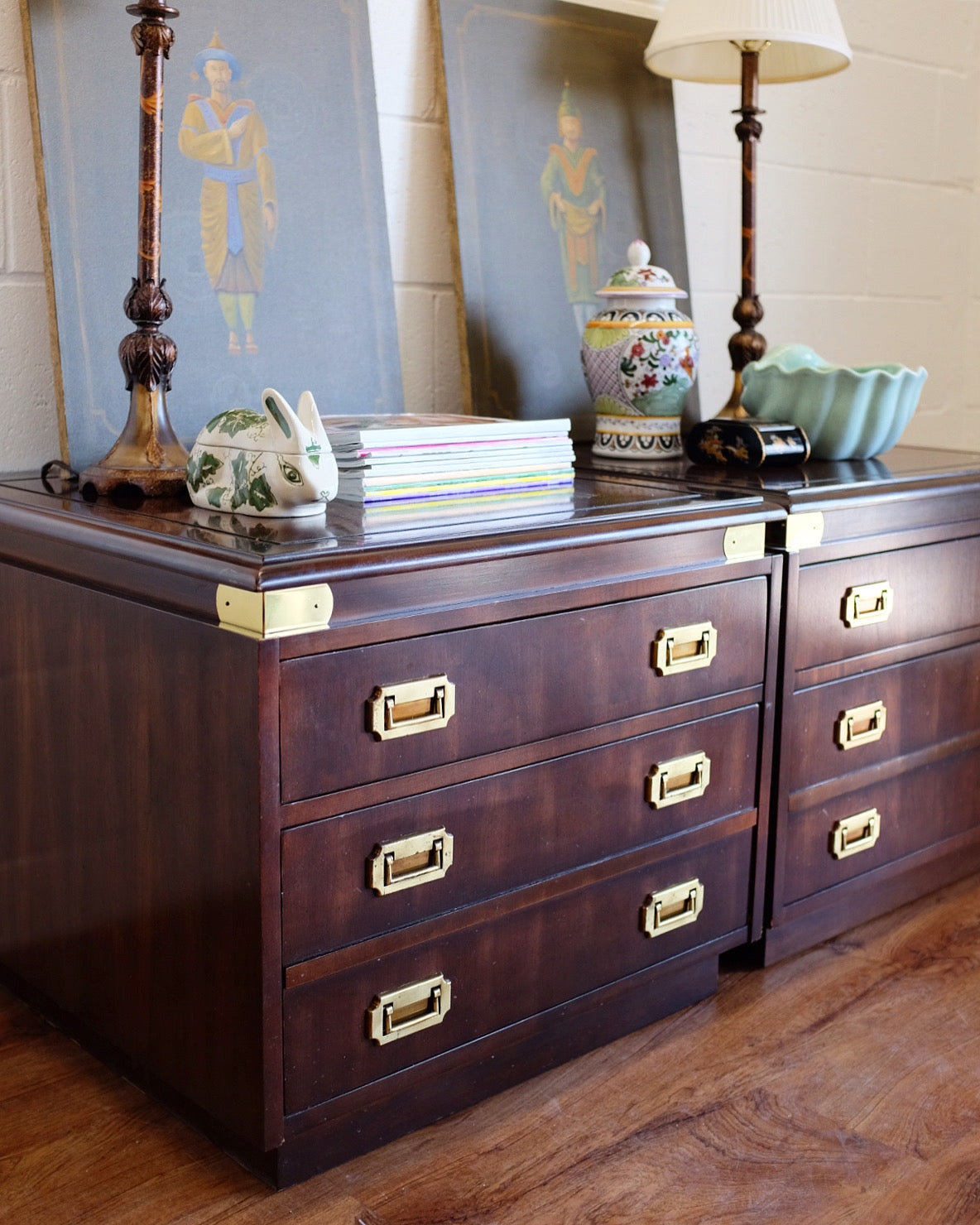 Pair of Campaign Style Side Tables