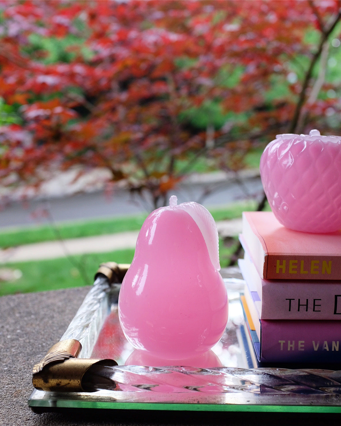 Pink Glass Pear & Strawberry