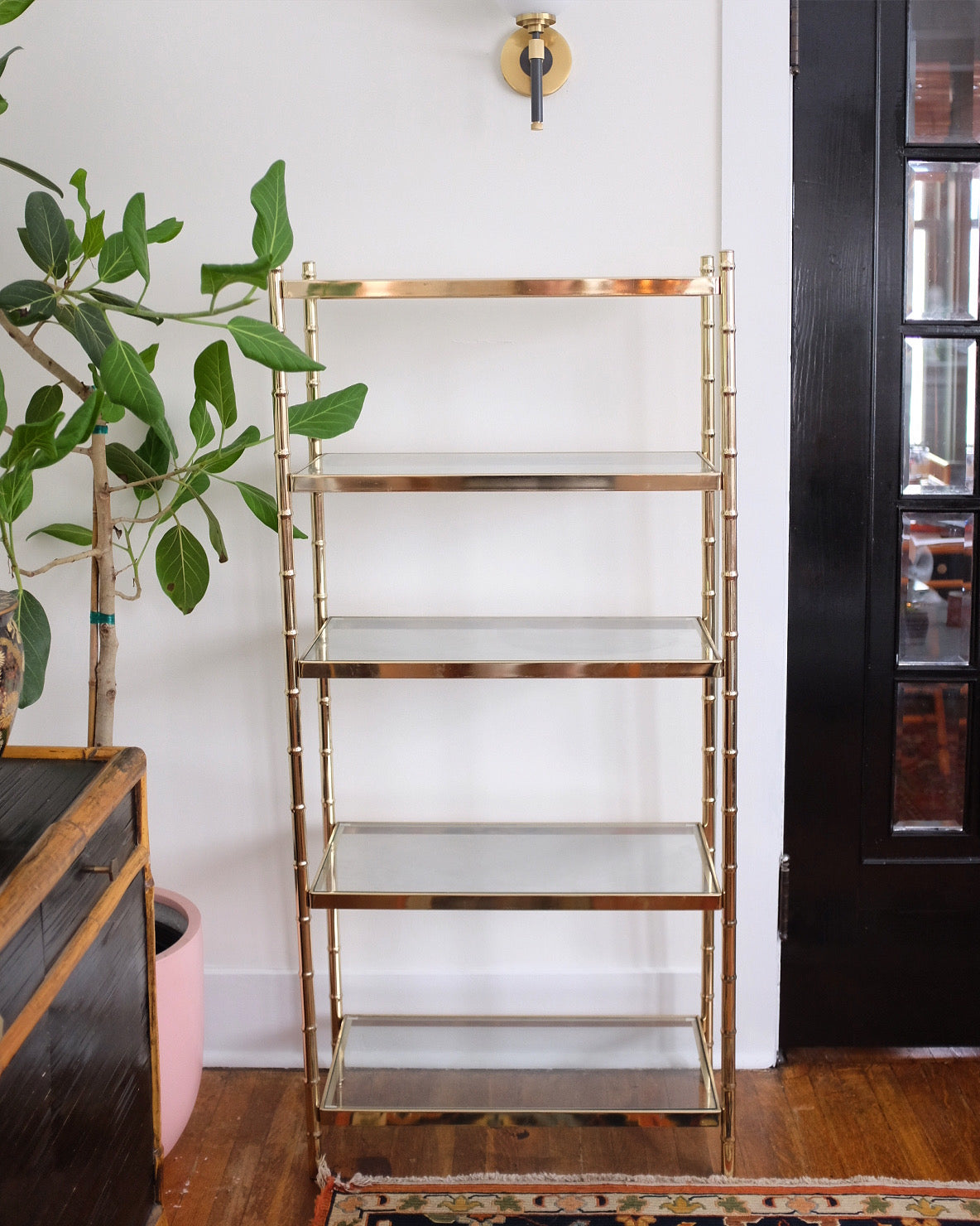 Brass Faux Bamboo Etagere