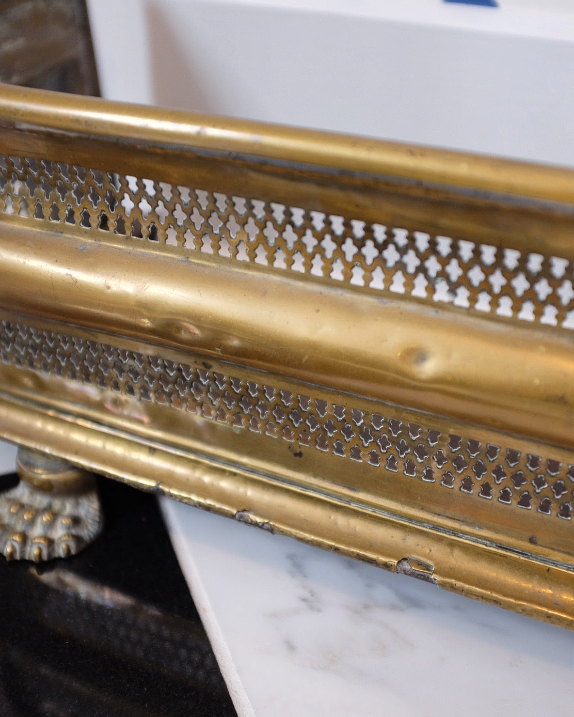 Brass Clawfoot Fireplace Fender
