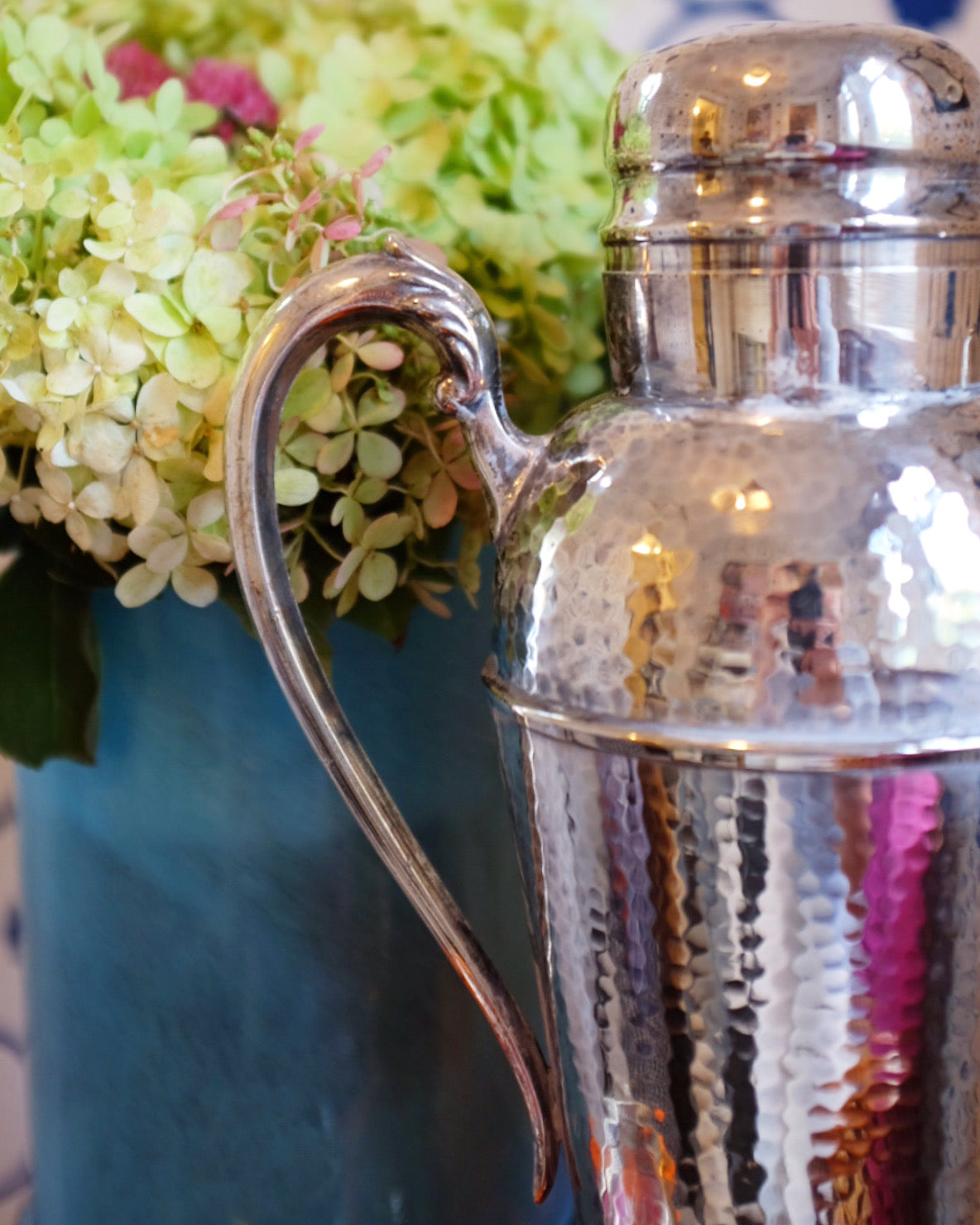 Hammered Silver Plate Cocktail Shaker & Pourer