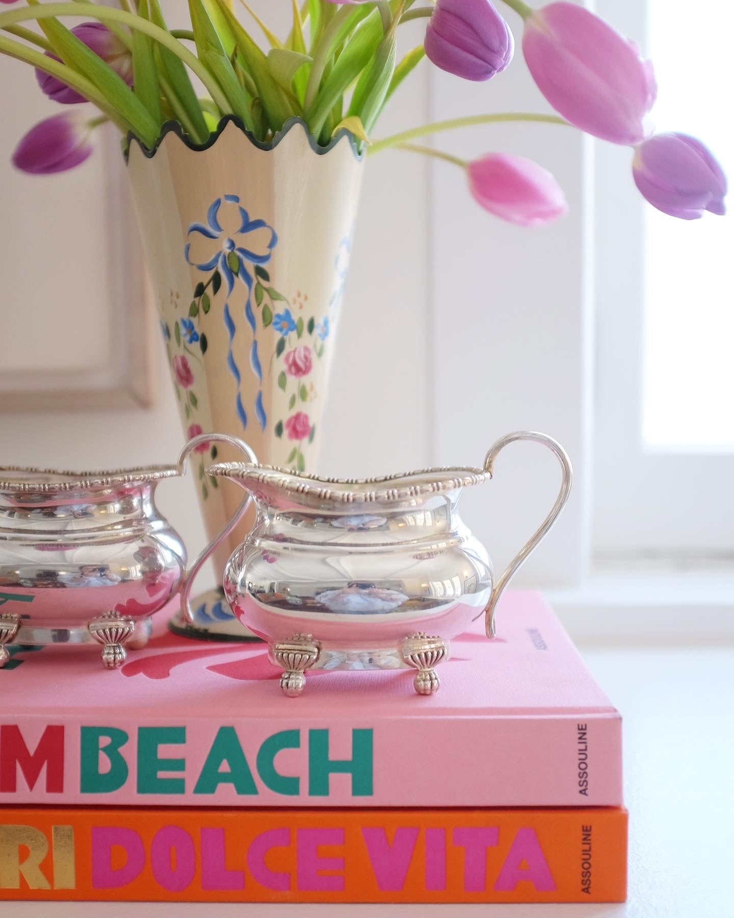 Sheffield Silver Plate Sugar Bowl and Creamer Set