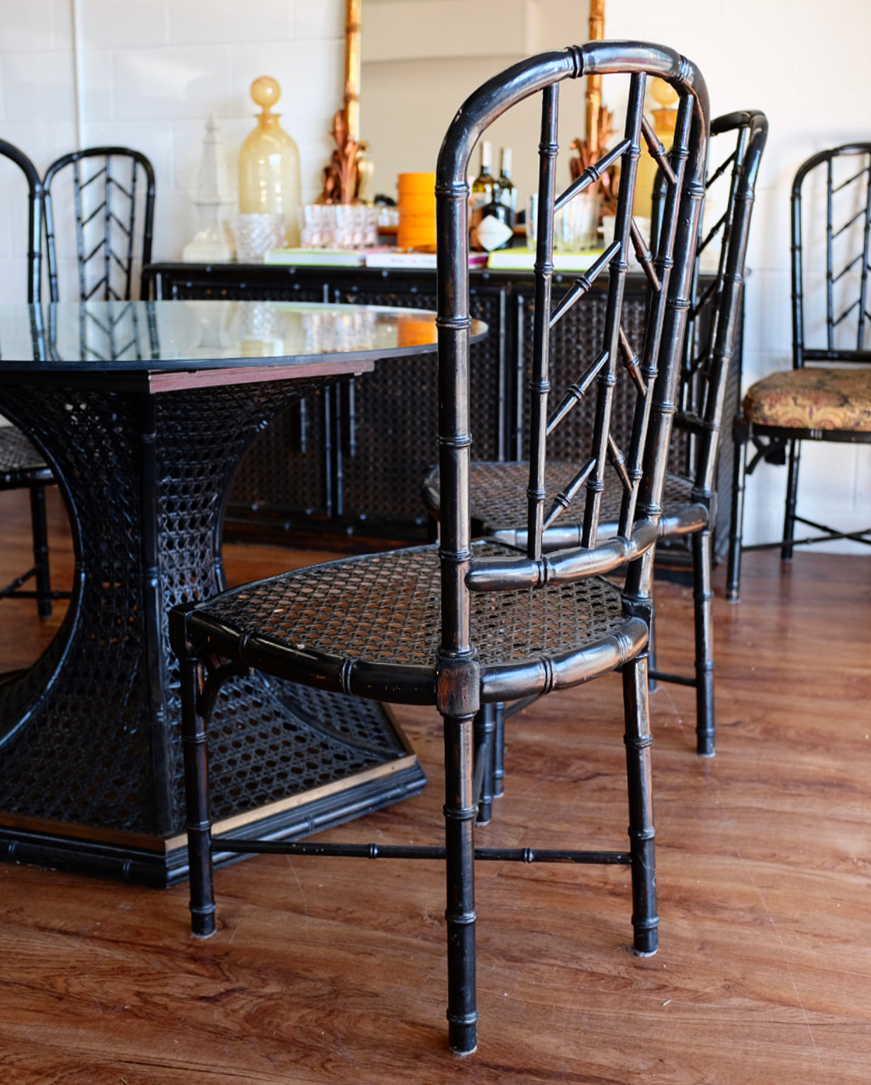 Faux Bamboo & Cane Table and Chairs