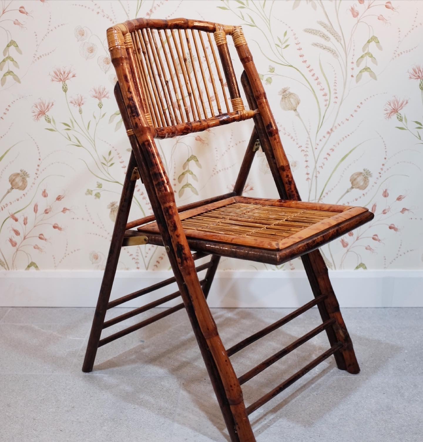 Folding Burnt Bamboo Chairs