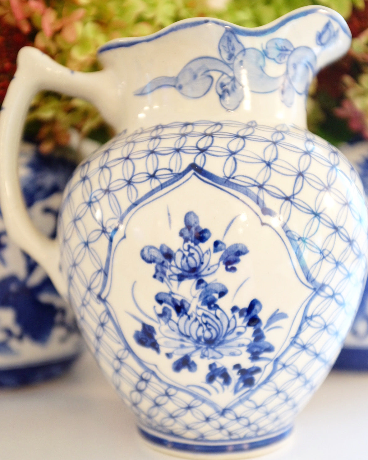 Blue and White Pitcher