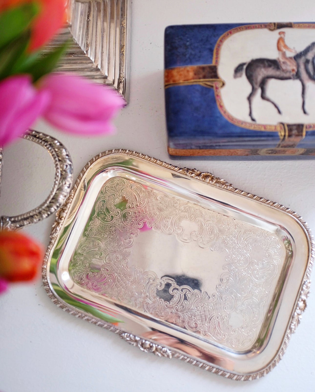 Small Silver Plate Decorative Tray