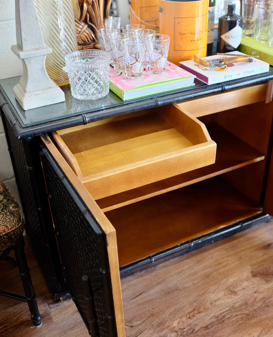 Faux Bamboo and Cane Credenza
