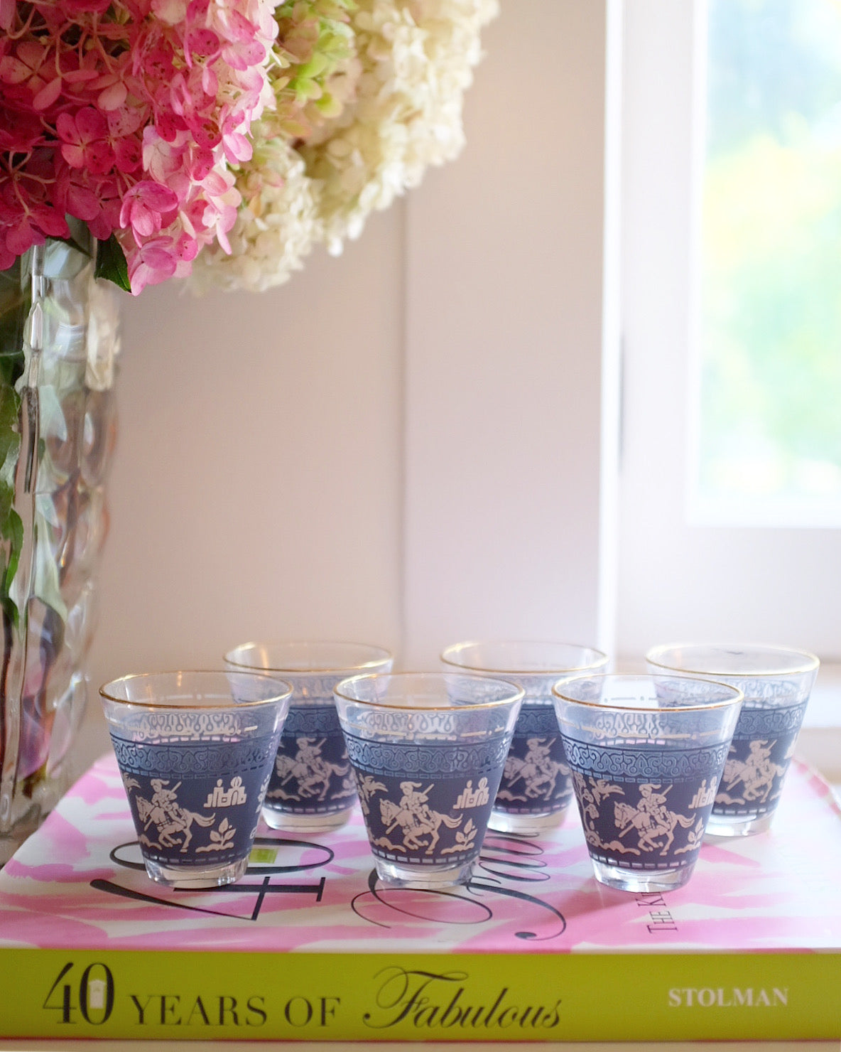 Set of 14 Jasperware Hazel Atlas Glasses in "Arabian Knights"