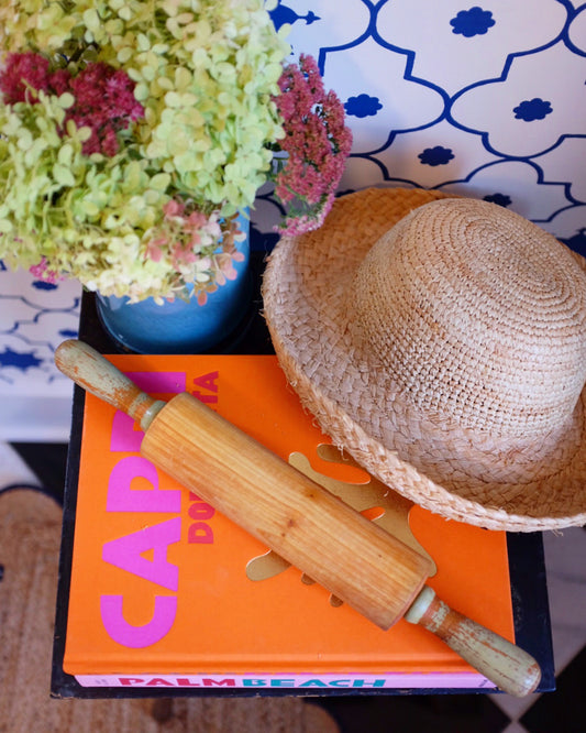 Wood Rolling Pin with Mint Handles