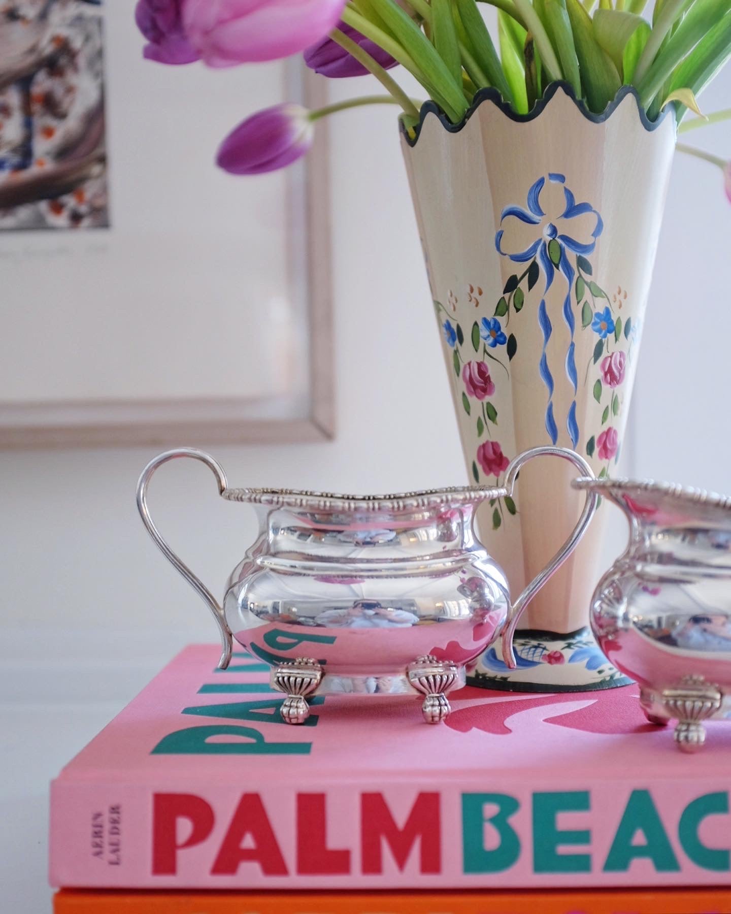 Sheffield Silver Plate Sugar Bowl and Creamer Set