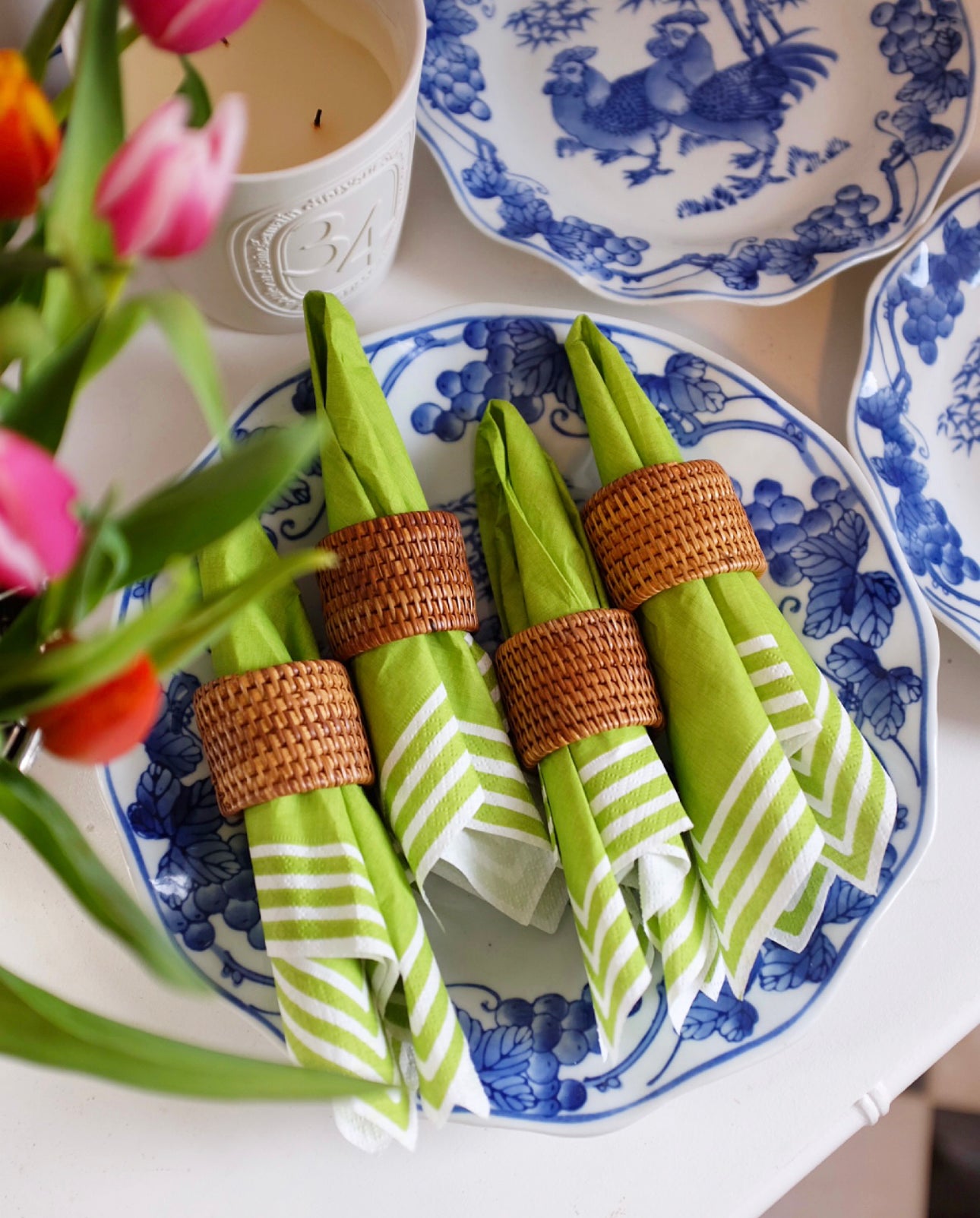 Set of 4 Wicker Napkin Rings