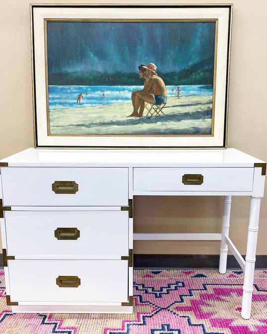 White Lacquered Campaigner Desk