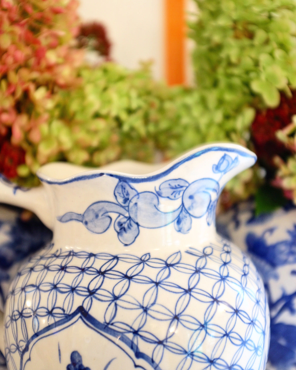 Blue and White Pitcher