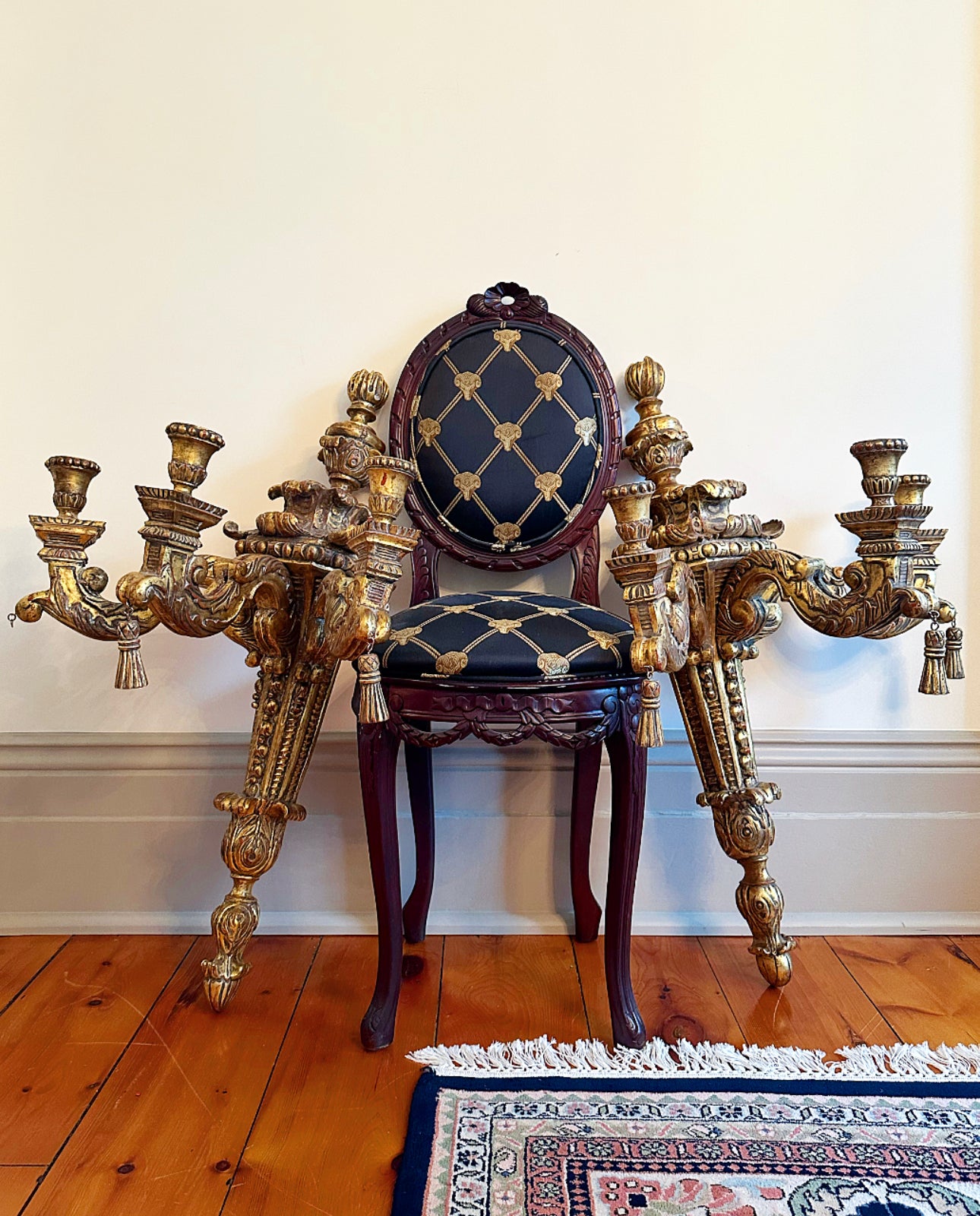 Large & Ornate Gilded Wood Sconces
