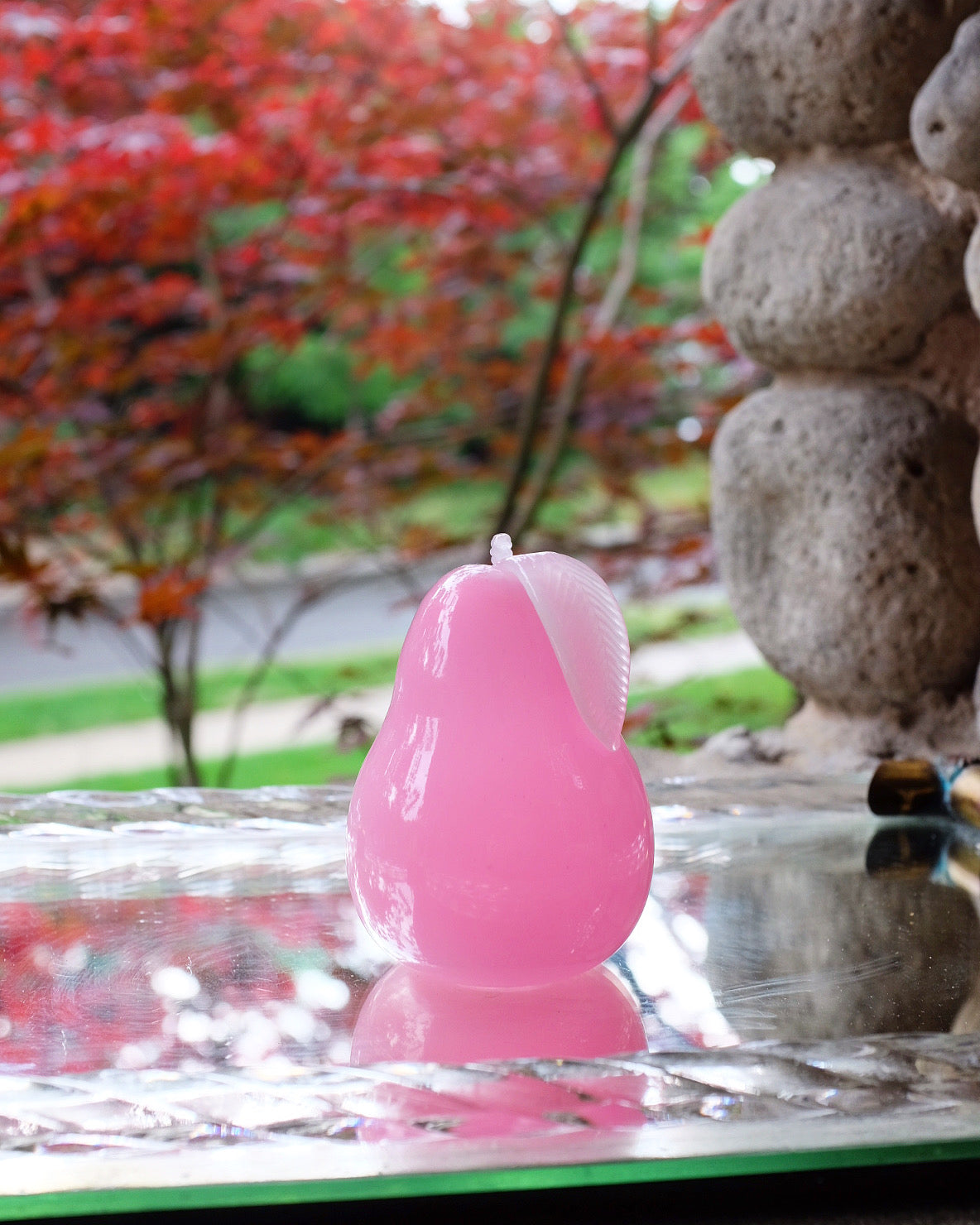 Pink Glass Pear & Strawberry