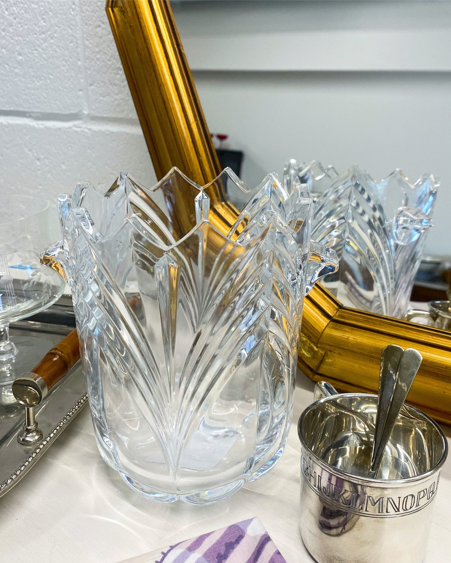 Cut Crystal Vase with Handles