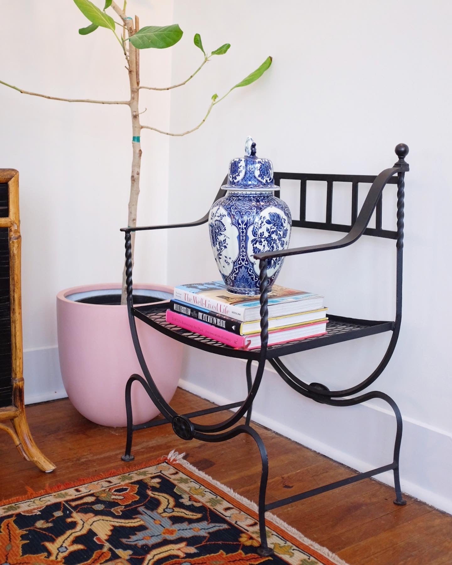 Mid Century Wrought Iron Savonarola Style Chair