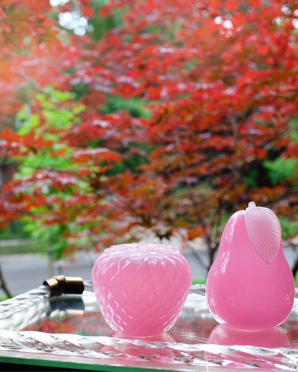 Pink Glass Pear & Strawberry