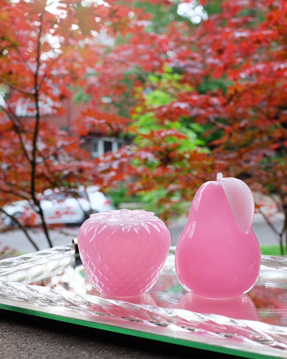 Pink Glass Pear & Strawberry
