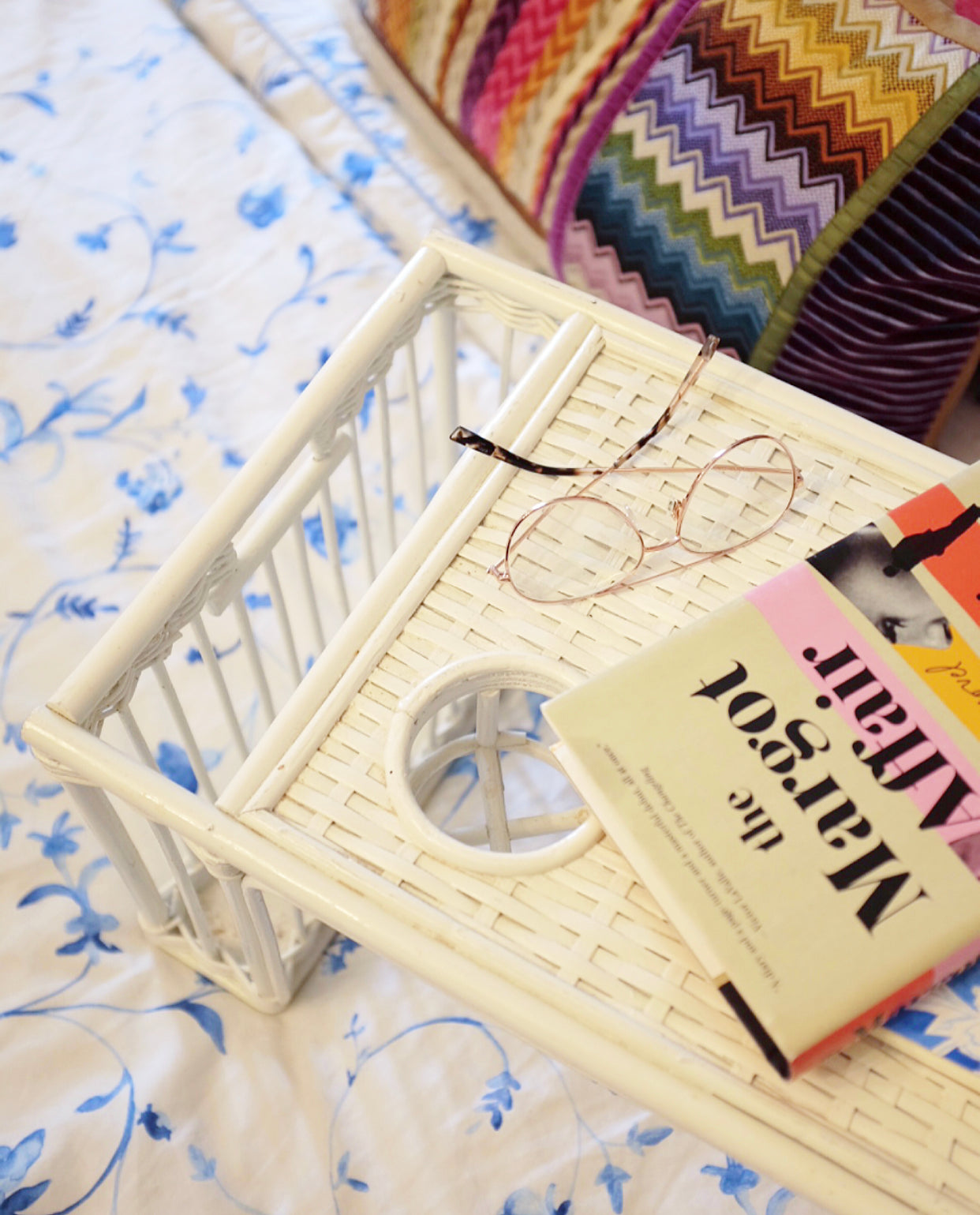 White Wicker Breakfast Tray