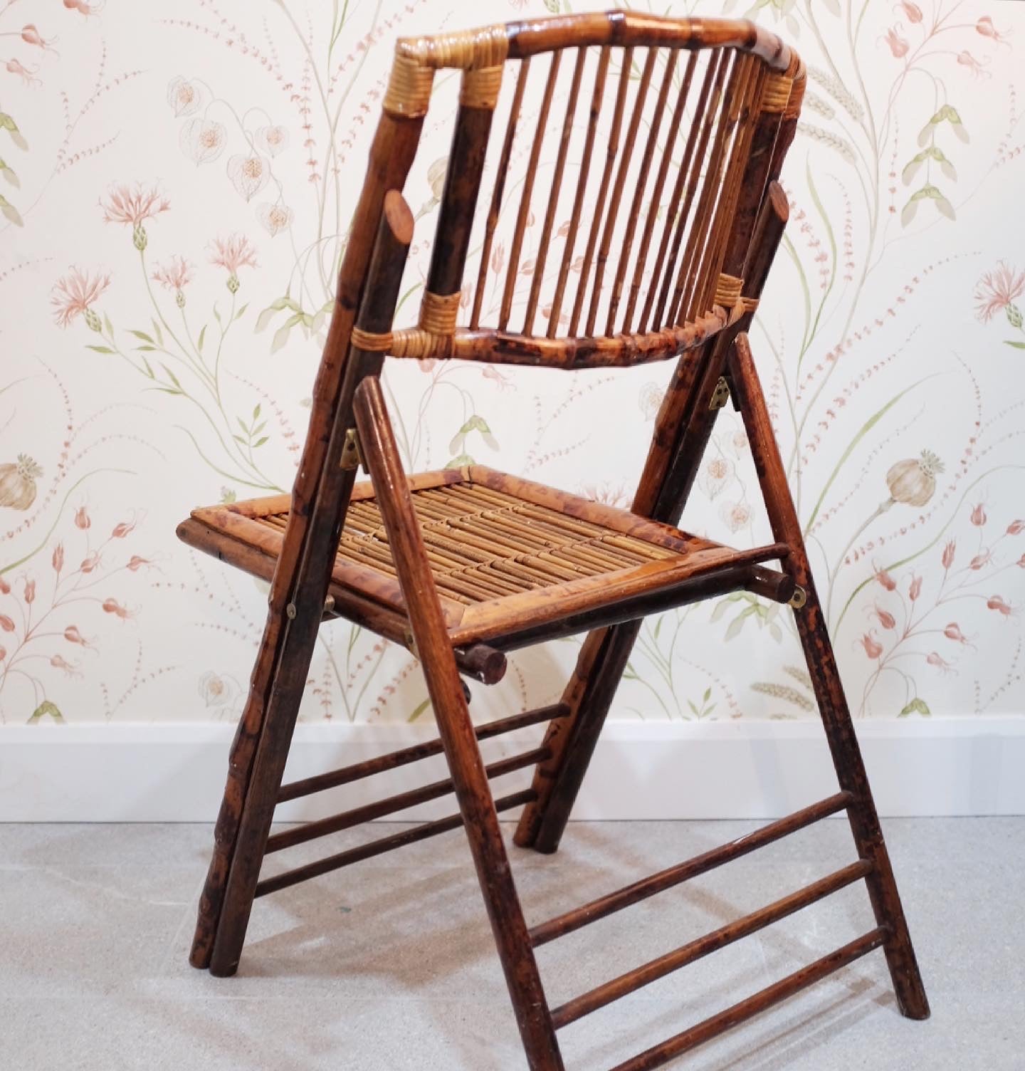 Folding Burnt Bamboo Chairs