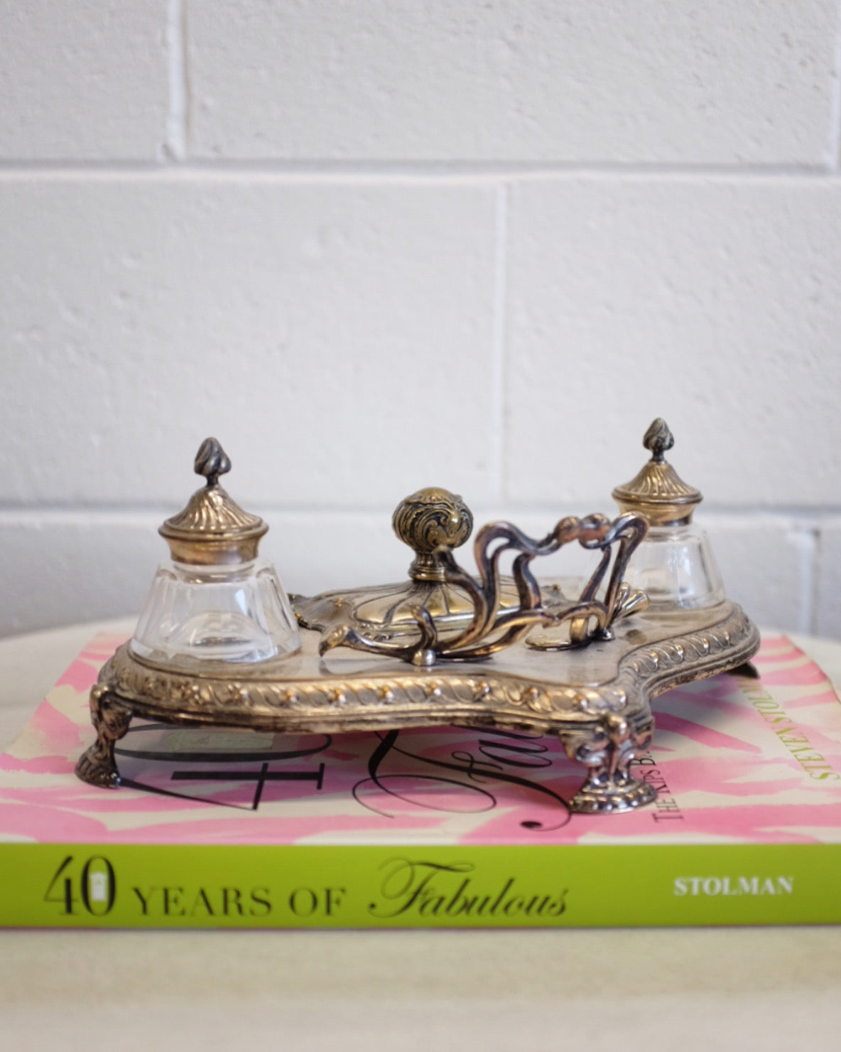 Silver Plate Desk Set Ink Stand