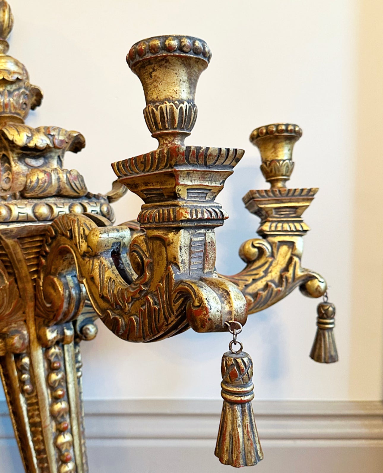 Large & Ornate Gilded Wood Sconces