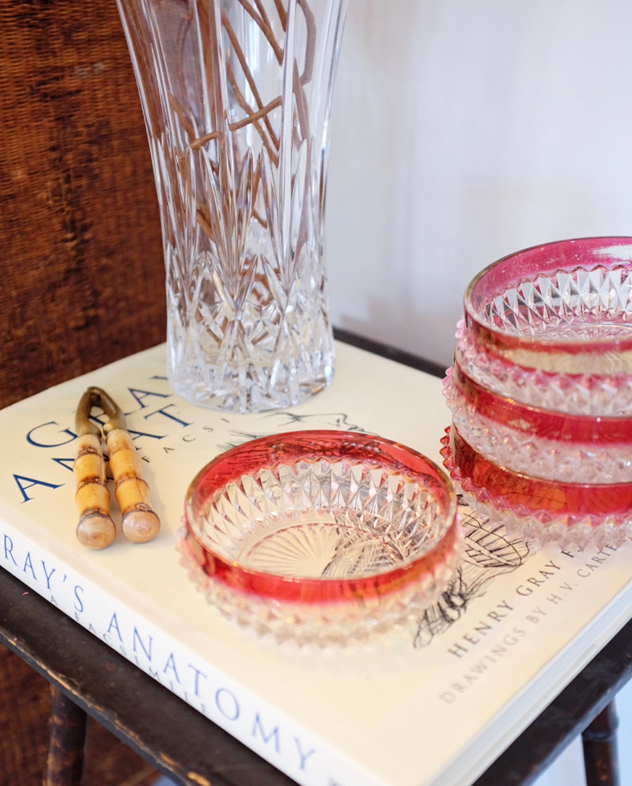 Set of 4 Cranberry Glass Bowls