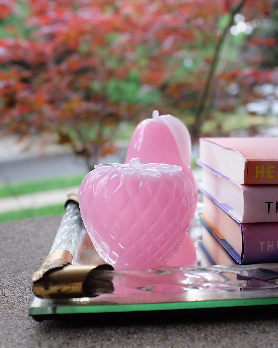 Pink Glass Pear & Strawberry