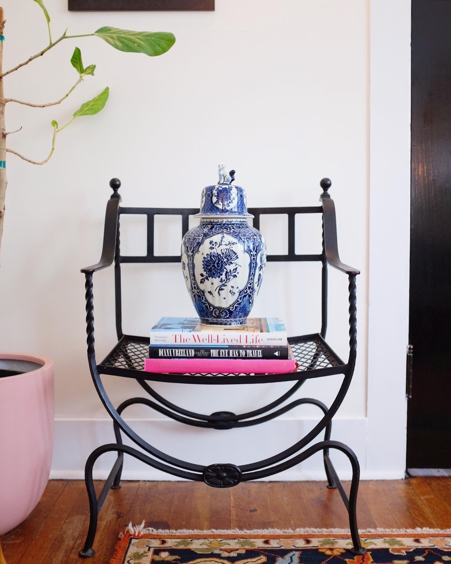 Mid Century Wrought Iron Savonarola Style Chair