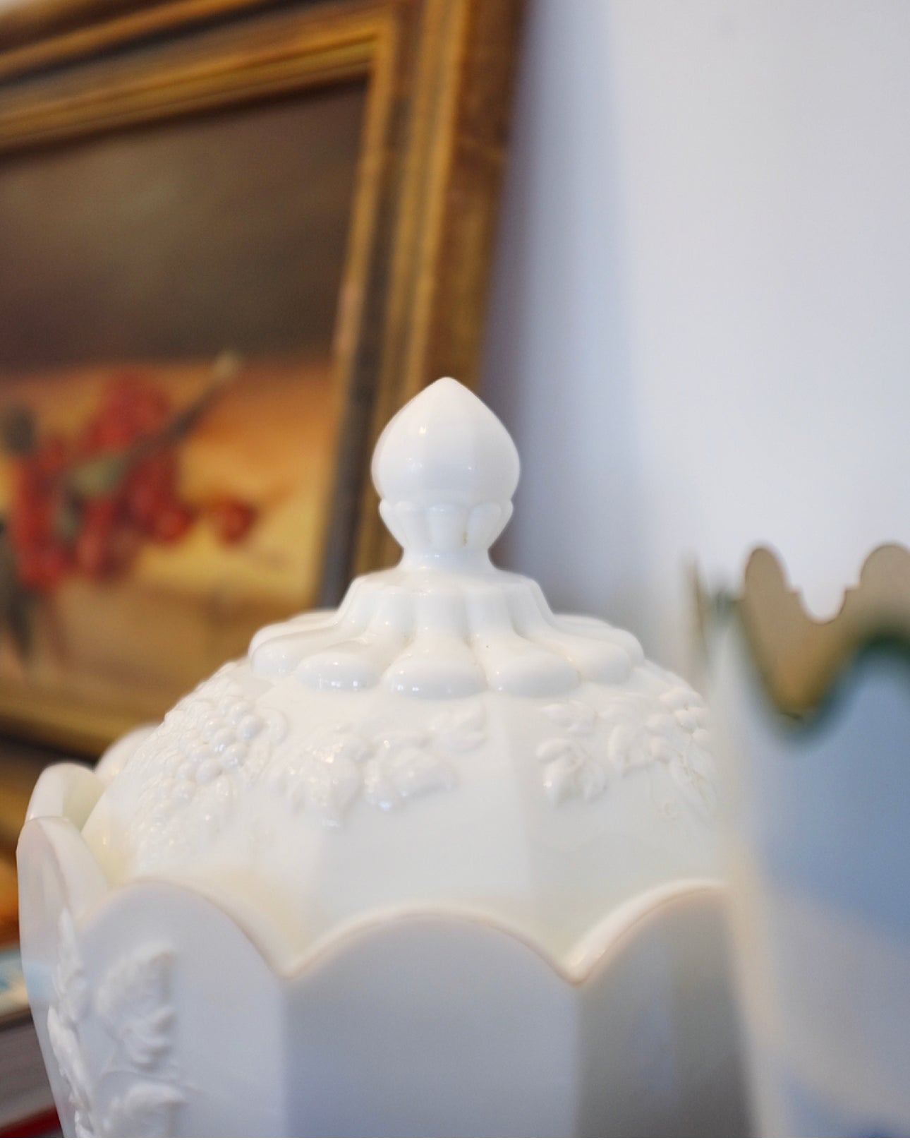 Westmoreland Grape Milk Glass Jar