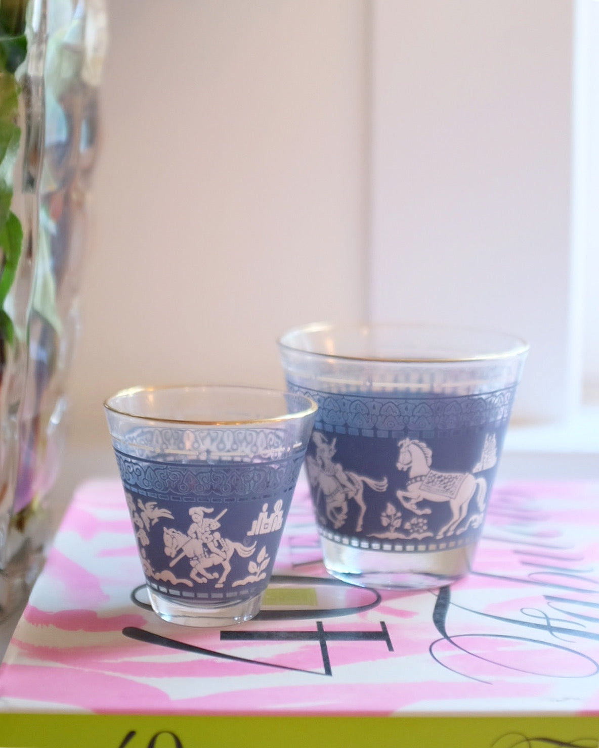 Set of 14 Jasperware Hazel Atlas Glasses in "Arabian Knights"