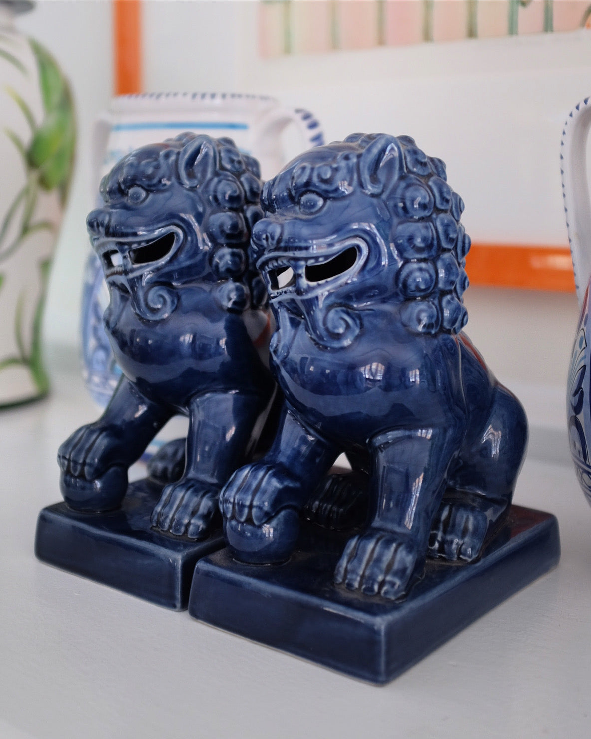 Pair of Dark Blue Foo Dogs