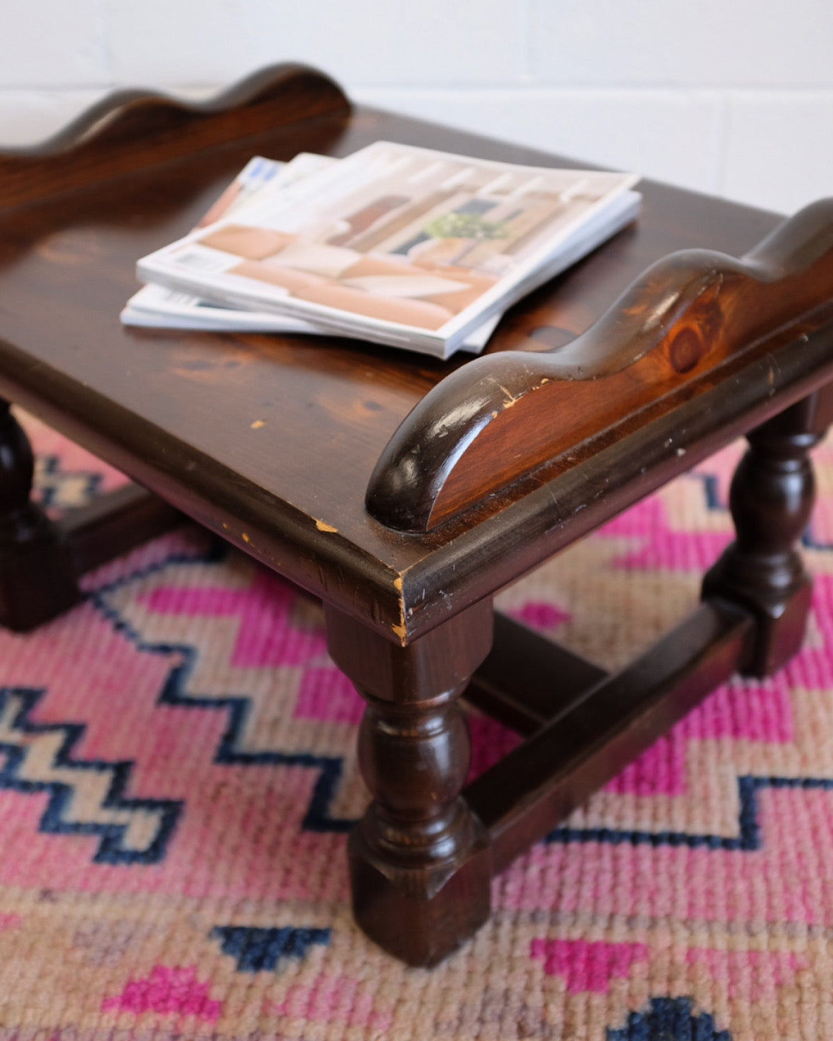 Small Burled Wood Scallop Table