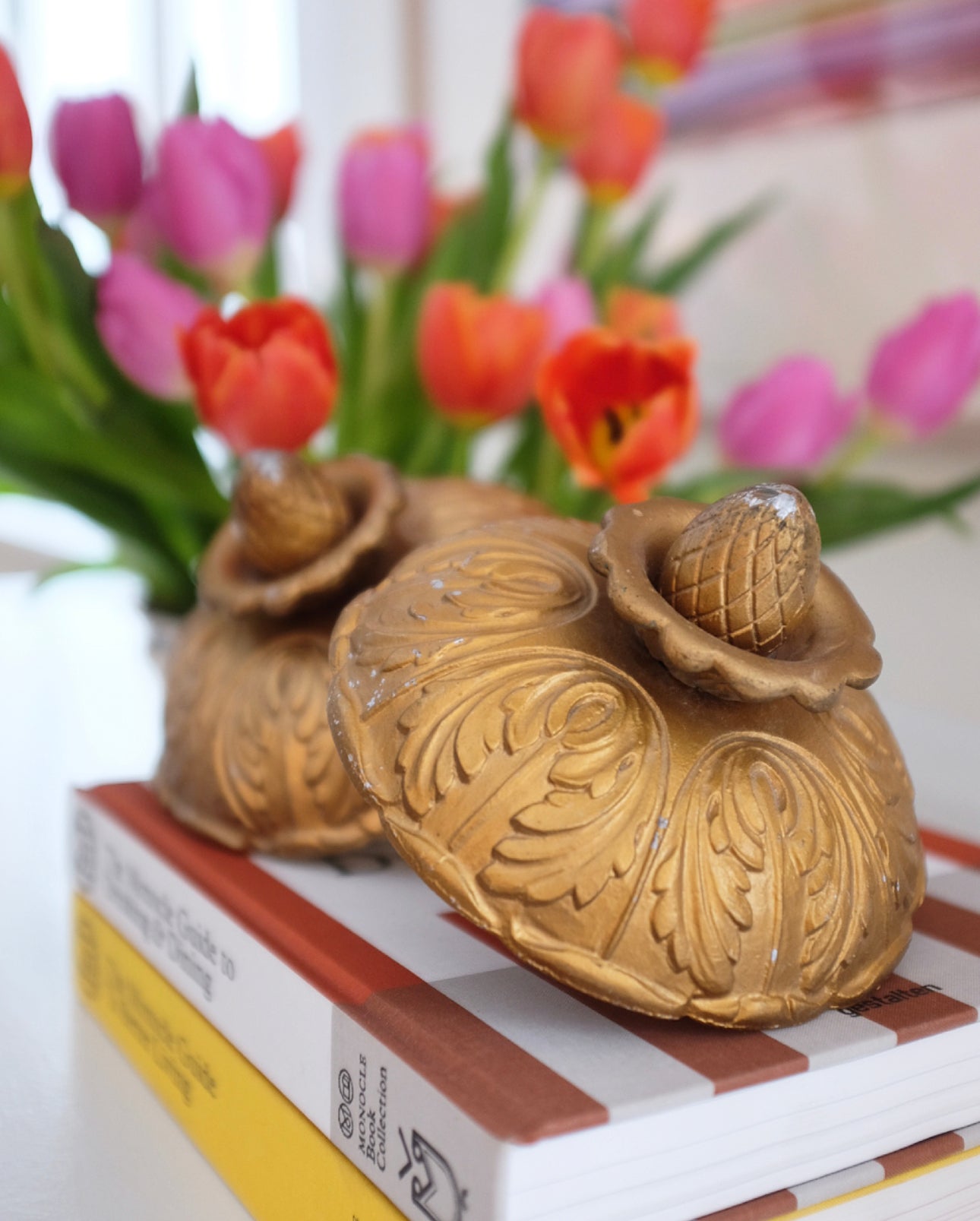 Early 20th C. Gilt Cast Metal Finials