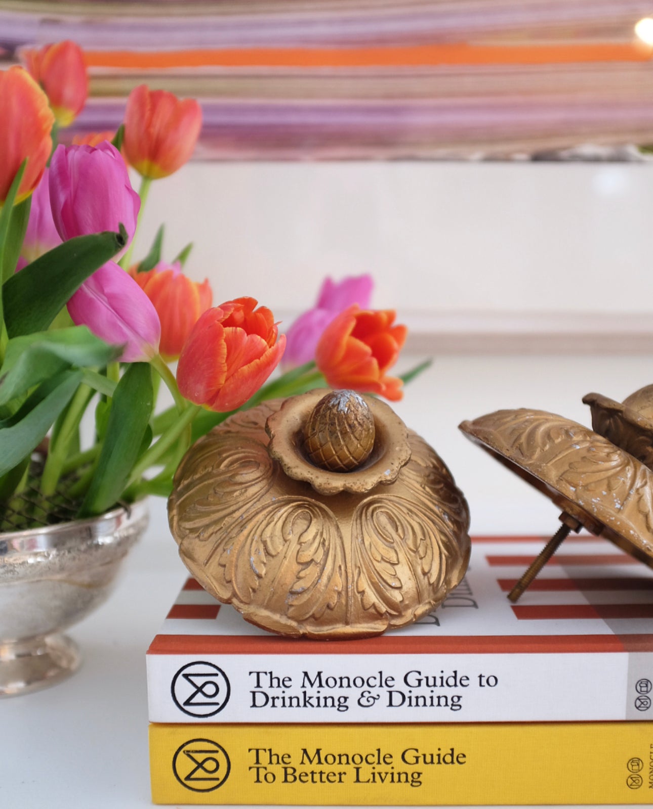 Early 20th C. Gilt Cast Metal Finials