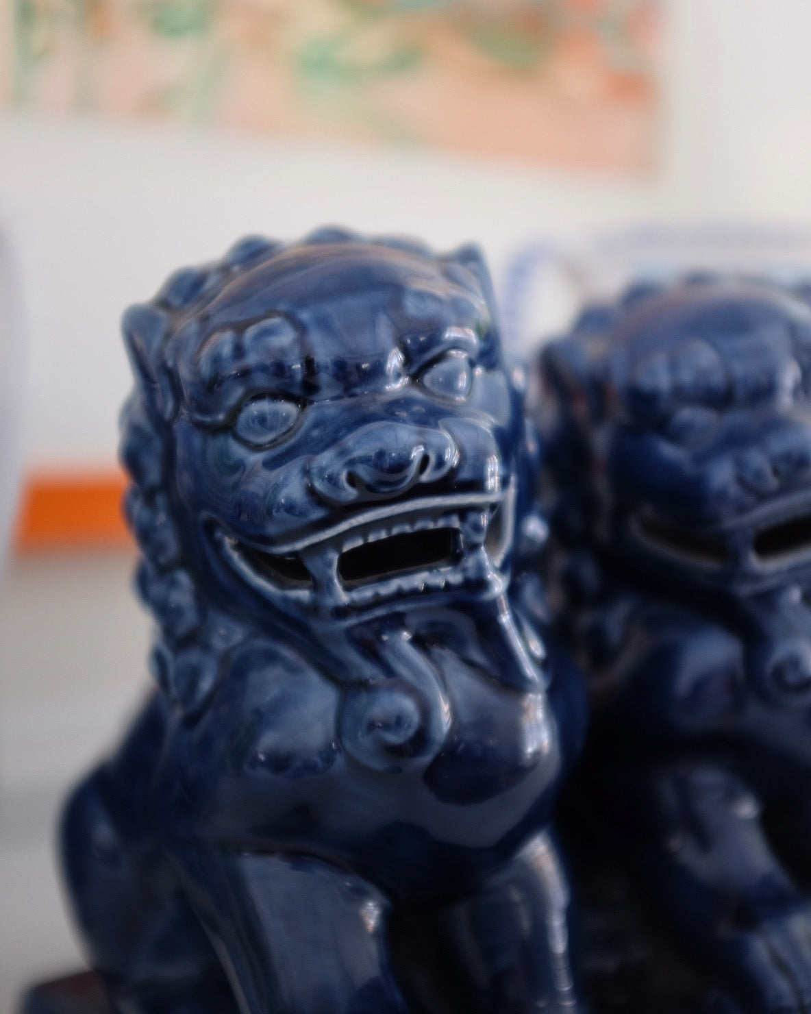 Pair of Dark Blue Foo Dogs