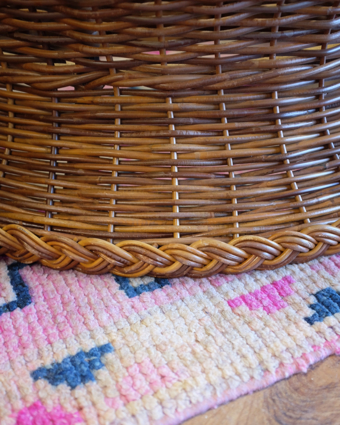 Round Glass Top Wicker Coffee Table