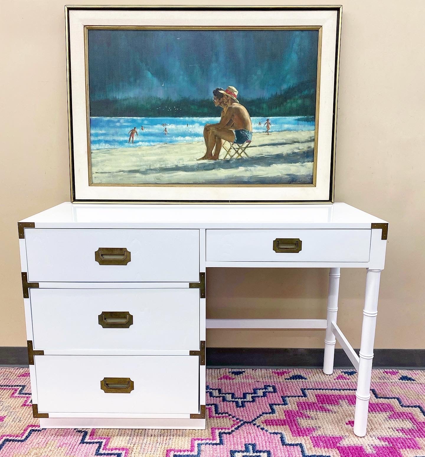 White Lacquered Campaigner Desk