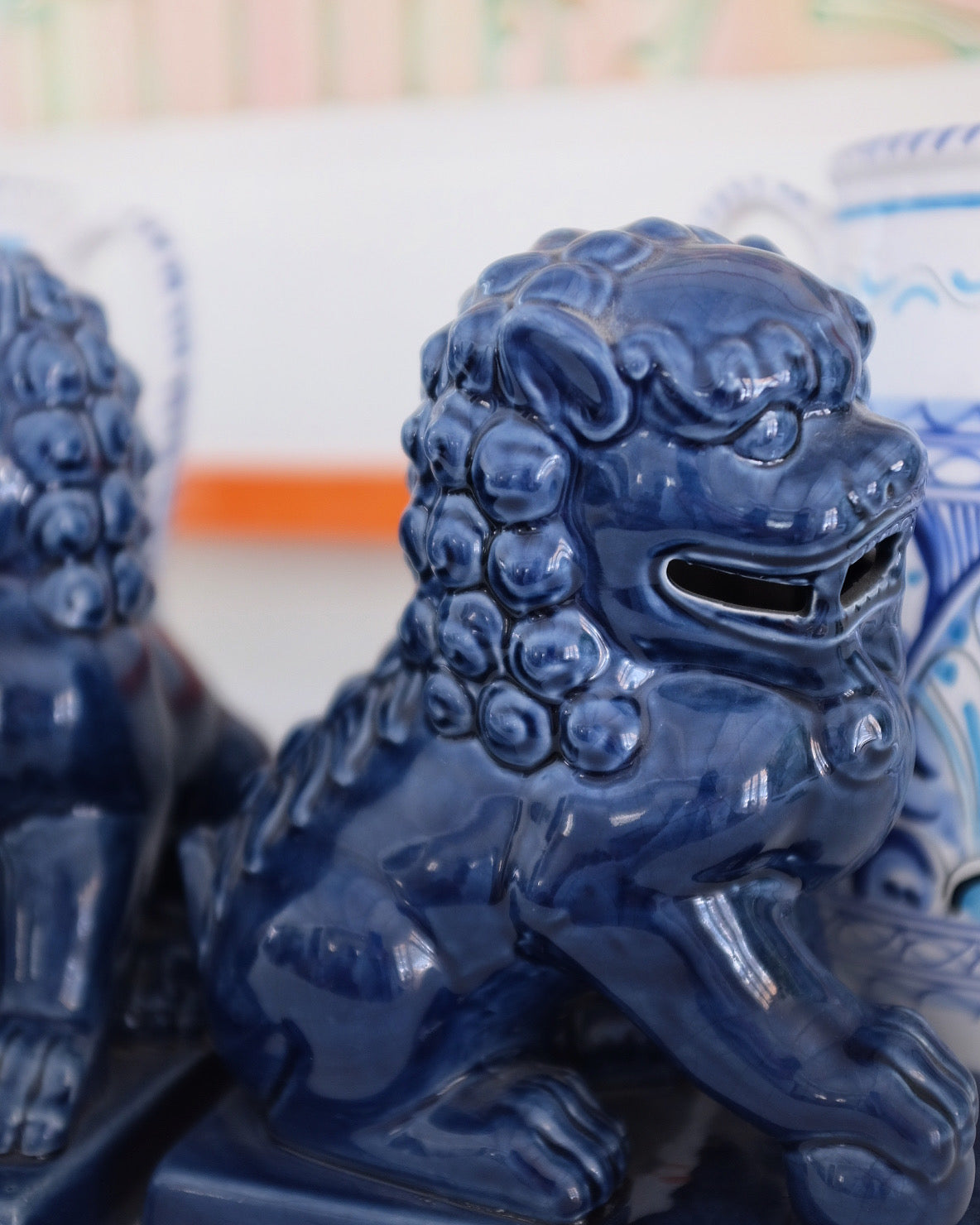 Pair of Dark Blue Foo Dogs