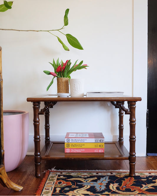 Faux Bamboo Table with Fretwork